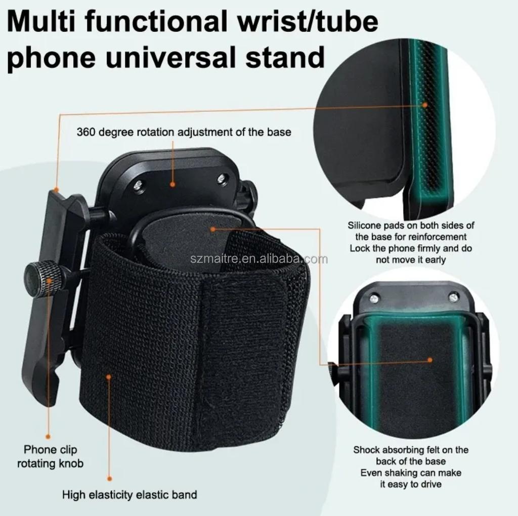 E-TREE Adjustable Portable ABS Wrist Cell Phone Holder with Telescopic Arm 360 Rotating Phone Strap for for 4-7