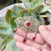 Chic Gold Color Crystal Brooch For Women Brooch Pins Flower Arabesque Bridal Wedding Jewelry