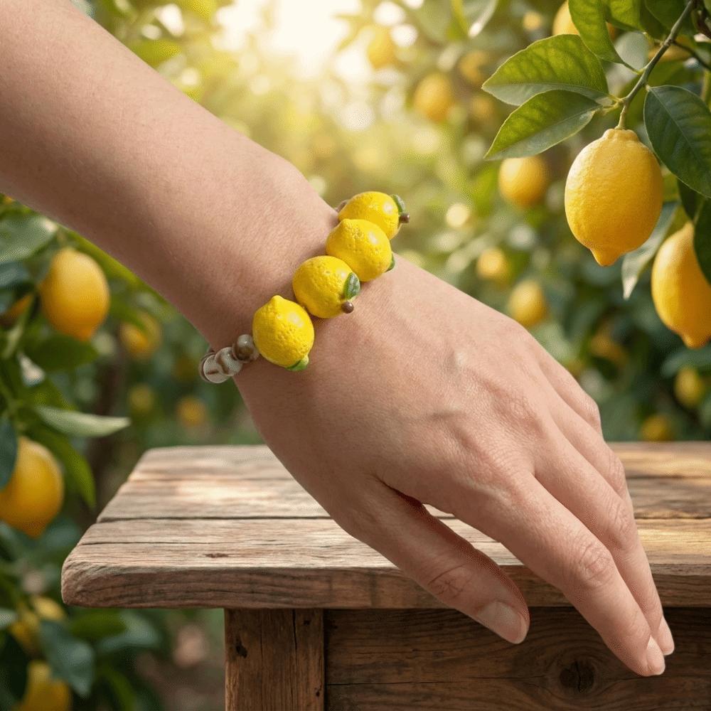 Colorful Beads Fruit Beaded Bracelet Exaggerated Stacked Bracelet Fashion Lemon Bracelet Party