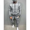 Zipper Set Colorful Plaid Men Casual Autumn Tracksuit Set Male Sweatshirt Pocket Fashion Jackets Men Tracksuit Sets Mens Set
