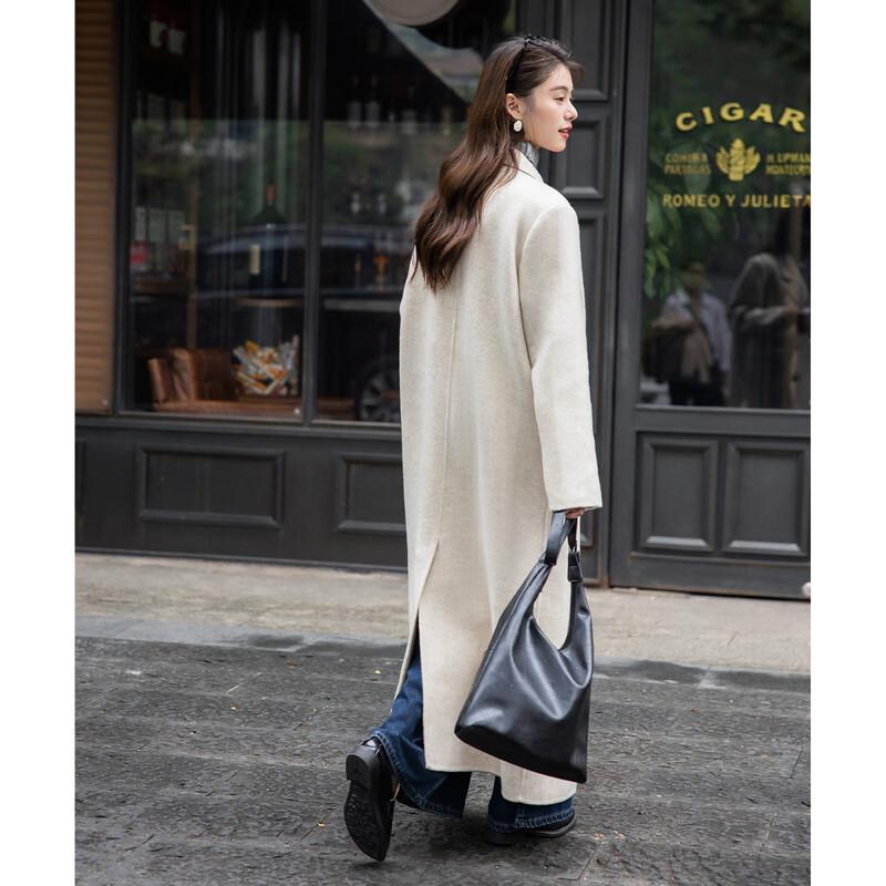 Mokana Women's Elegant Long Wool Blend Coat