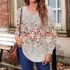 Women'S Puff Long Sleeve Shirts Pleated V Neck Fall Tunic Long Sleeve Printed Tops