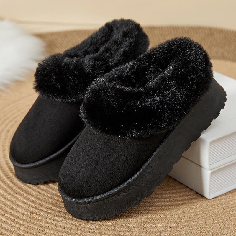 Женские зимние ботинки на толстой платформе, зимние короткие тапочки из искусственной замши с подкладкой из искусственного меха, нескользящие, теплые, для дома и улицы для женщин