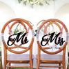 1 Pair Wooden Chair Signs Mr Mrs Chair Back Hanging Pendant With Ribbon Chair Decor For Wedding Decorations
