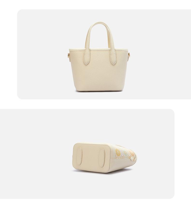 Genuine Leather Handbag, Cowhide Crossbody Bag, Tote Bag with Song Jin Embroidery