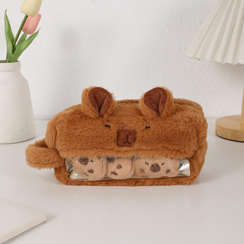Милый кавайный большой емкости Capybara Pen Bag Смешной мультфильм мода Capybara плюшевый пенал для карандашей школьные принадлежности подарки на день рождения
