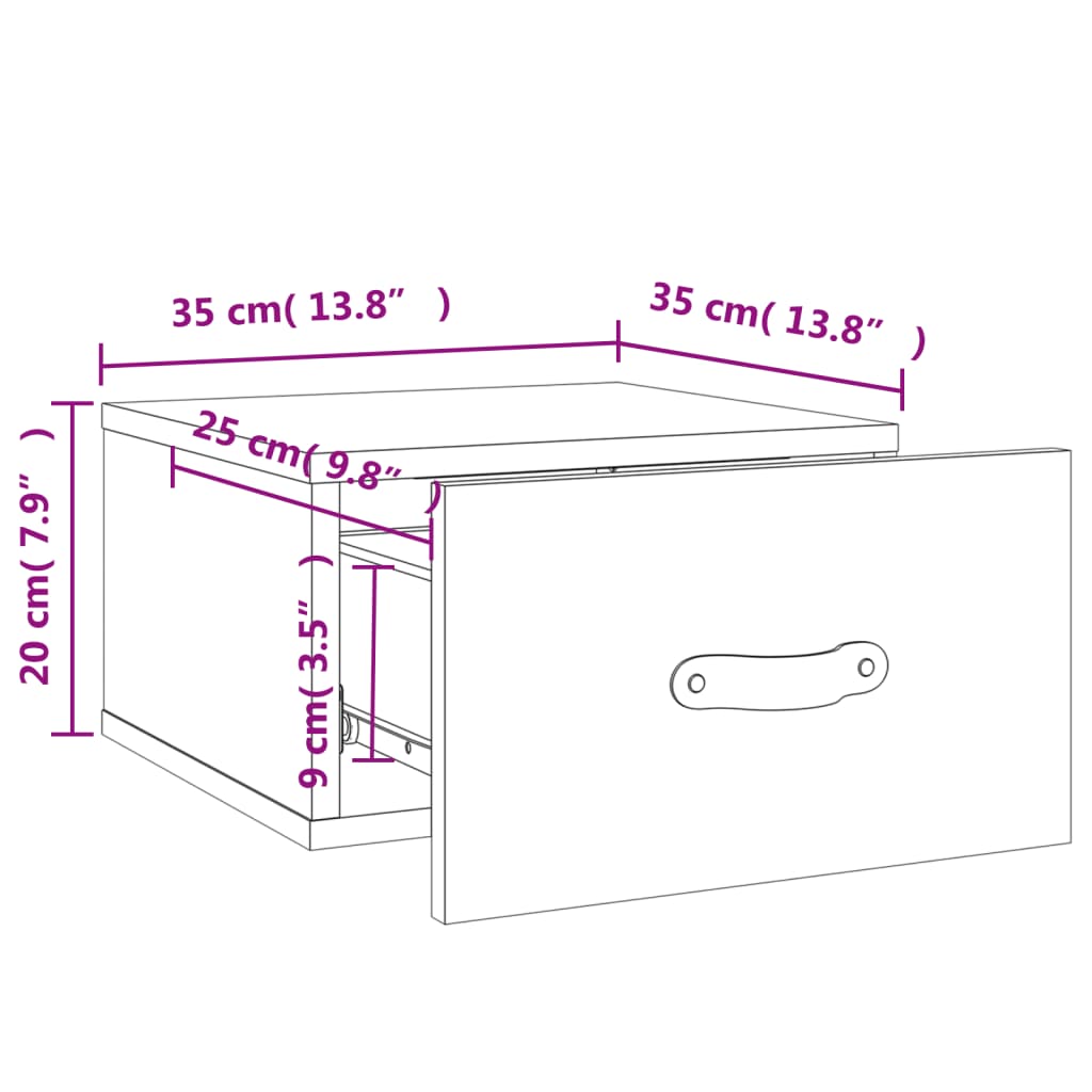 Wall Mounted Nightstand Concrete Gray 35 x 35 x 20 cm