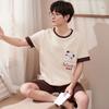 Мужской хлопковый пижамный комплект с короткими рукавами, шорты для дома, молодежная одежда, подходящая для ношения на открытом воздухе, домашняя одежда, Hombre