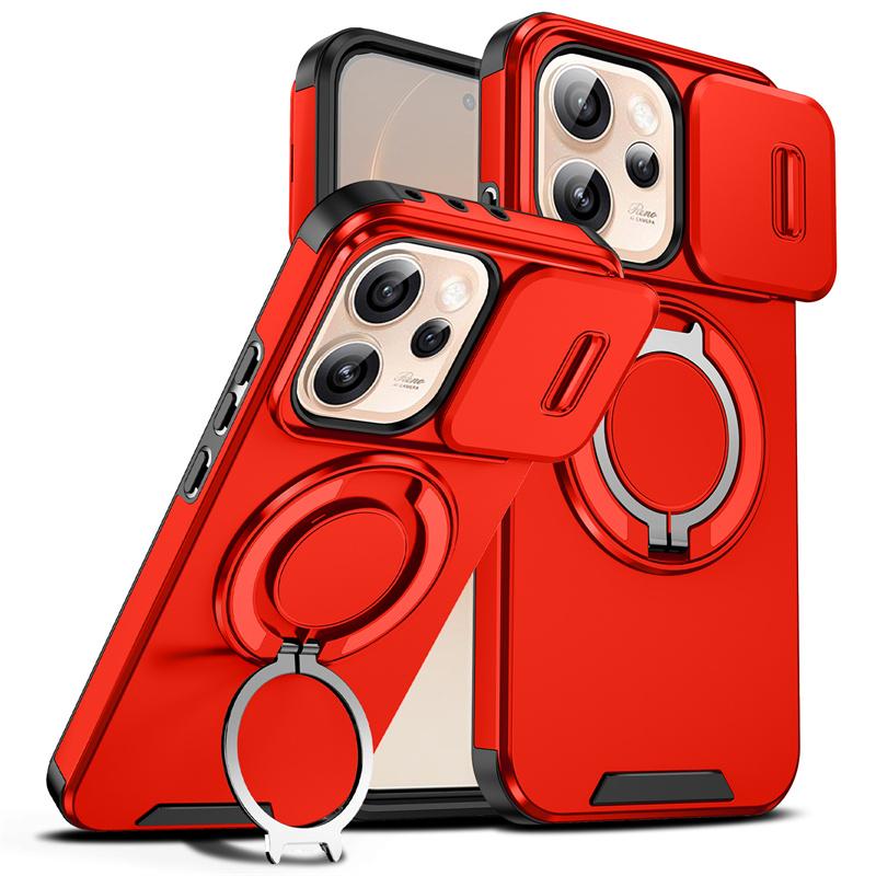 Shockproof Armor Case For OPPO Reno 15F 14F 13F 13 14 15 Pro Max 5G Capa Megnetic Ring Holder Slide Lens Camera Protector Cover