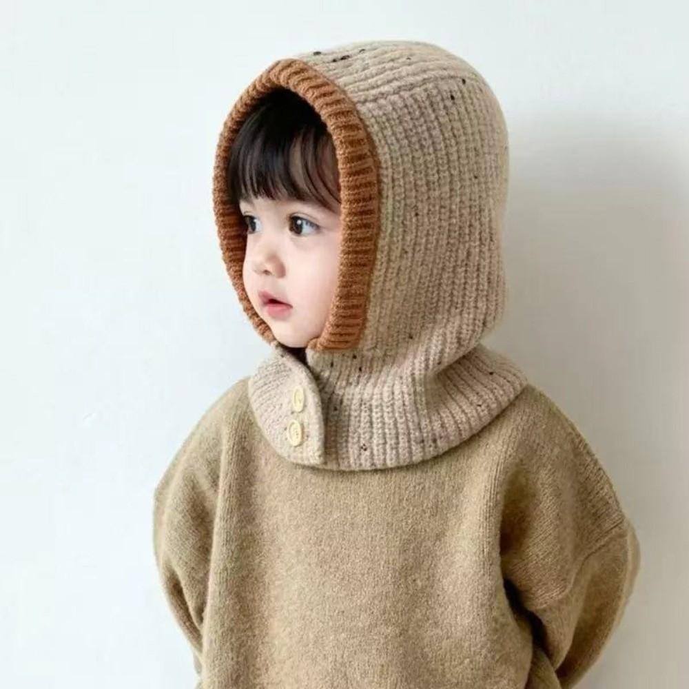 Solid Color Kids Scarf Hat Set Thickened Children Plush Beanie Kawaii Ear Protection Cap Winter