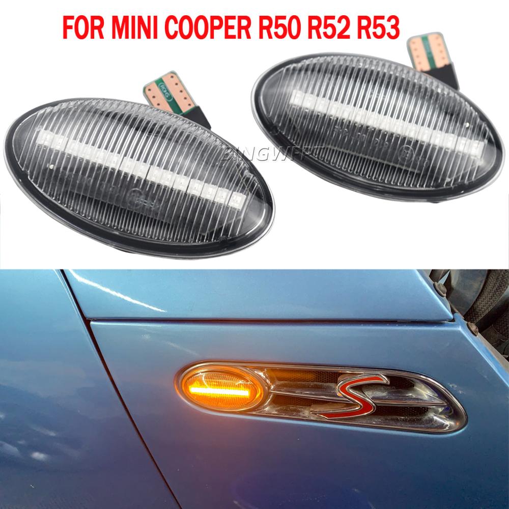2PCS Side Repeater Blinker Lamp For BMW MINI Cooper R50 R52 R53 2002 2003 2004 2005 2006-2008 Dynamic LED Side Marker Light
