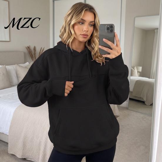 Solid Color Sweatshirt Women Hoodie with Pet Pouch, Hooded Kangaroo Cat Pouch Pocket Pullover Pocket, Casual Top for Carrying Small Dogs Cats Holder