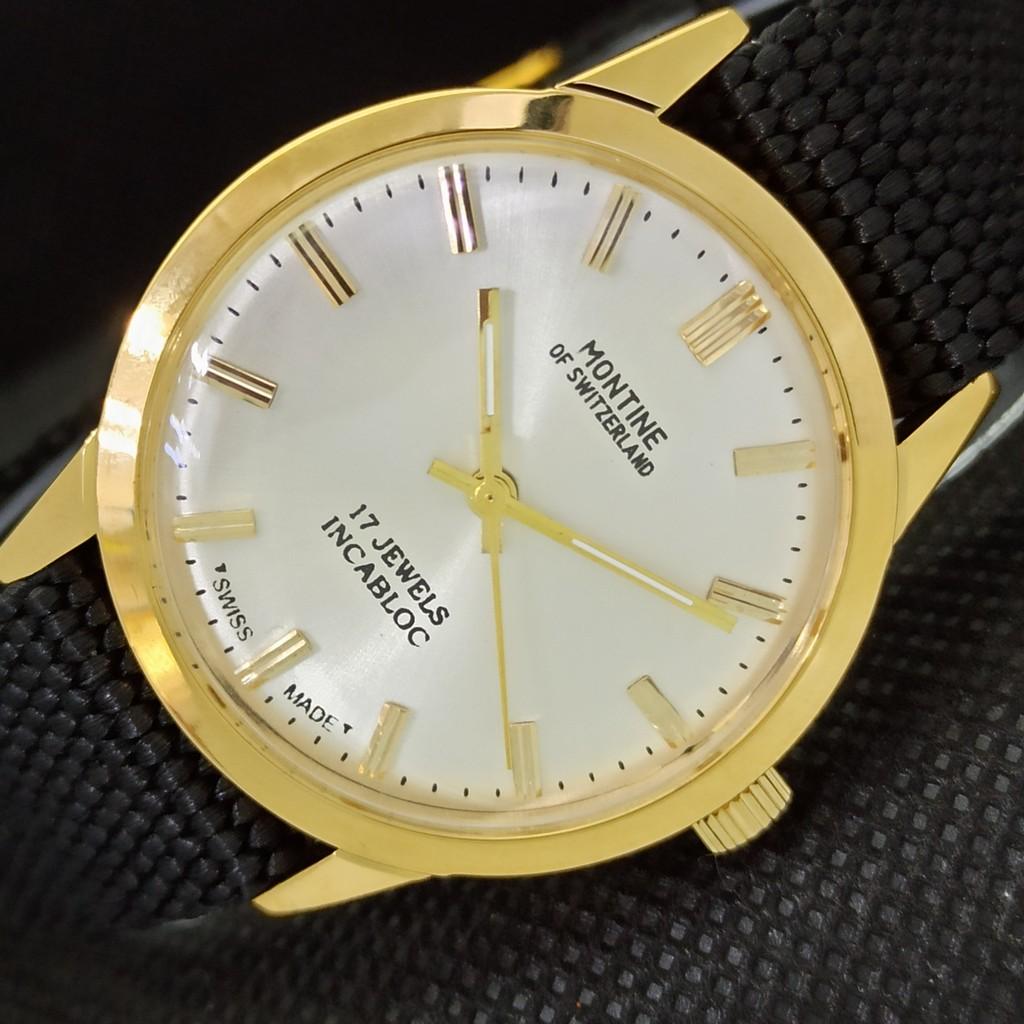 ВОССТАНОВЛЕННЫЕ ПОЗОЛОЧЕННЫЕ ВИНТАЖНЫЕ ШВЕЙЦАРСКИЕ МУЖСКИЕ ЧАСЫ MONTINE 17J WINDING a285408-5