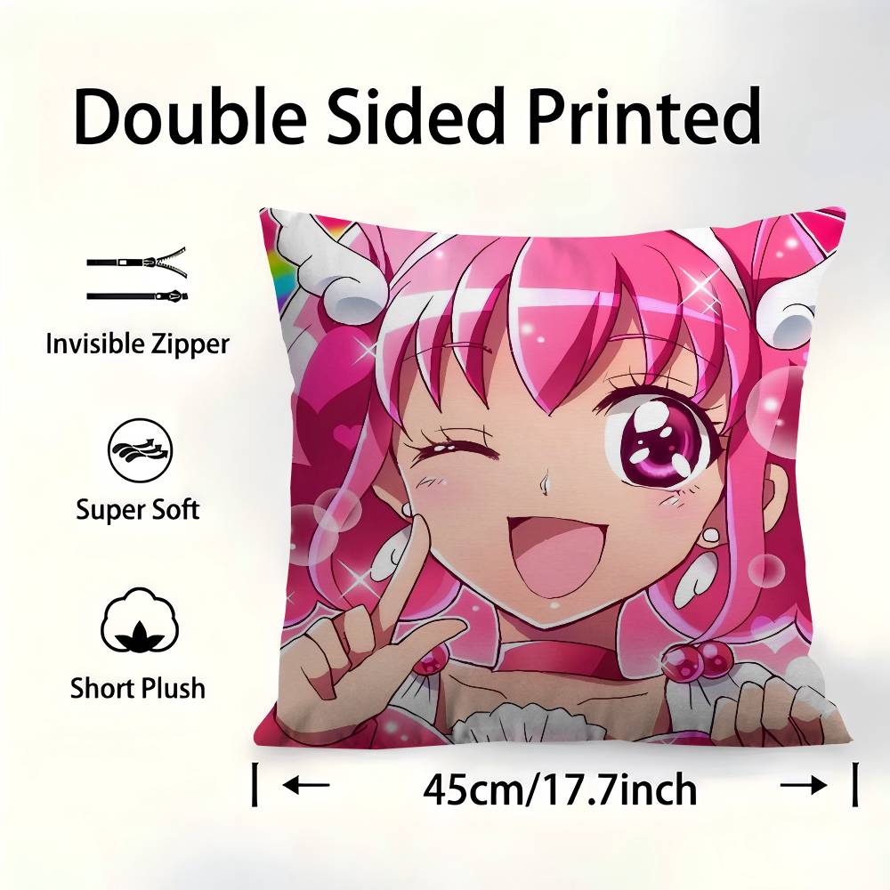 Anime Pretty Cure Cushion Cover x Polyester Sofa Cushions Decorative Throw Pillows Home Decoration Pillowcover