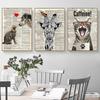 Modern Nordic Decorative Painting Kraft Style Animal Cat Wolf Giraffe Gorilla Hotel Decoration Canvas Painting Wall Art Print