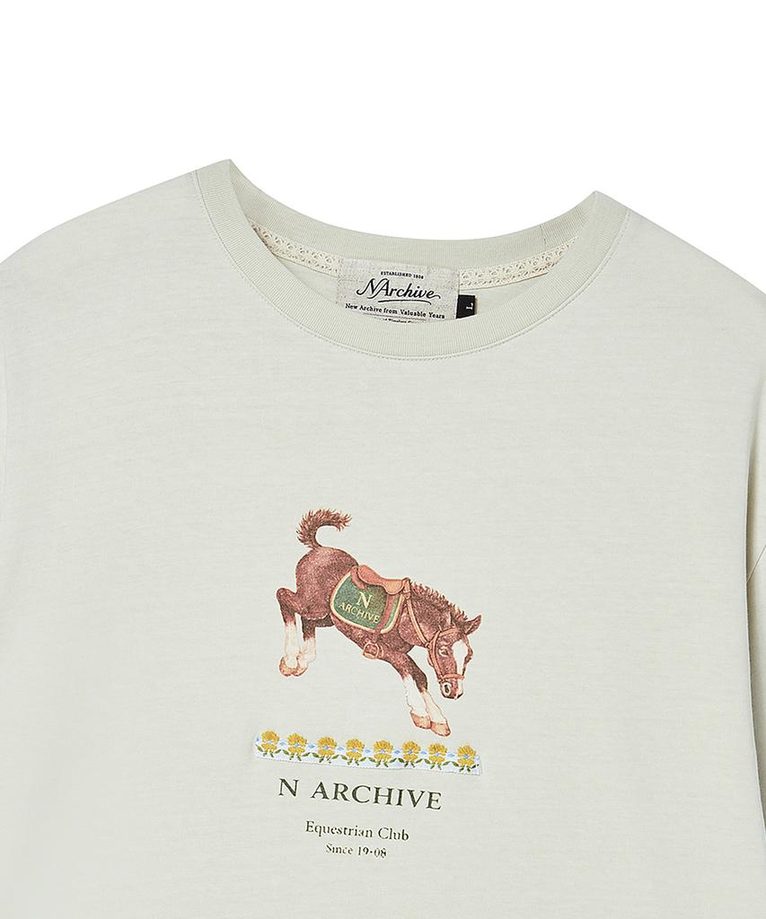 BEYOND CLOSET [Collection Line] Vintage Tape Detail Washed Short Sleeve T-Shirt Ivory