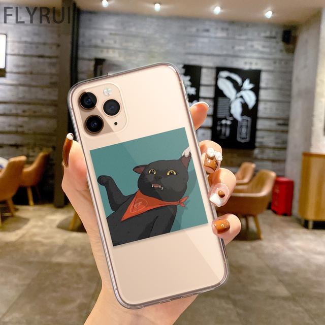 Забавный чехол для телефона с милым котом для Iphone 11 12 13 14 Pro Max Mini Xs Max X Xr Iphone Se 2020 7 8 Plus Прозрачный чехол Капа
