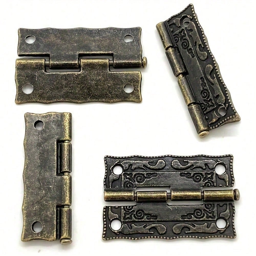2 комплекта/22 шт. Ретро Декоративный Шкаф Шкатулка для драгоценностей Защелка Замок Пряжка Винтажная Бронза Гравированные Мини-петли для коробки и Защитные уголки для коробки с винтами