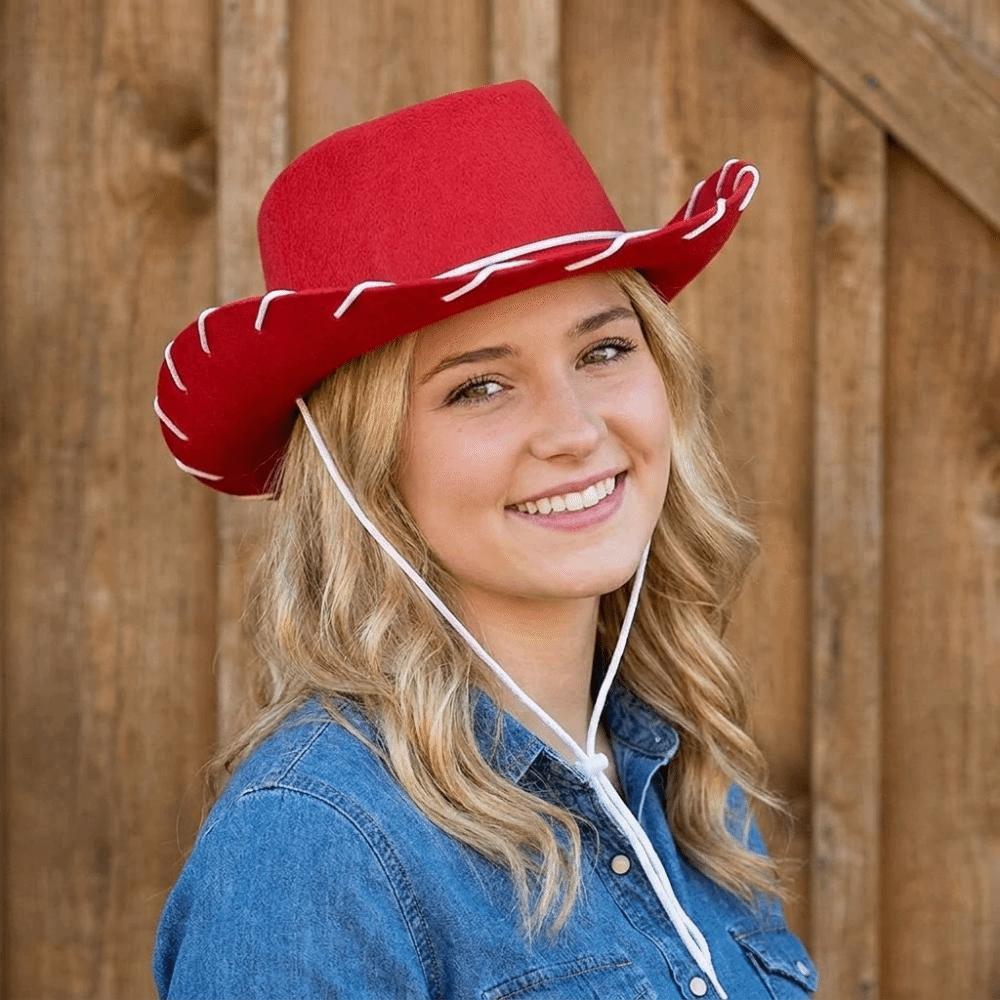 Wide Brim Western Cowboy Hat Felt Top Hat Casual Jazz Hat Costume Accessories