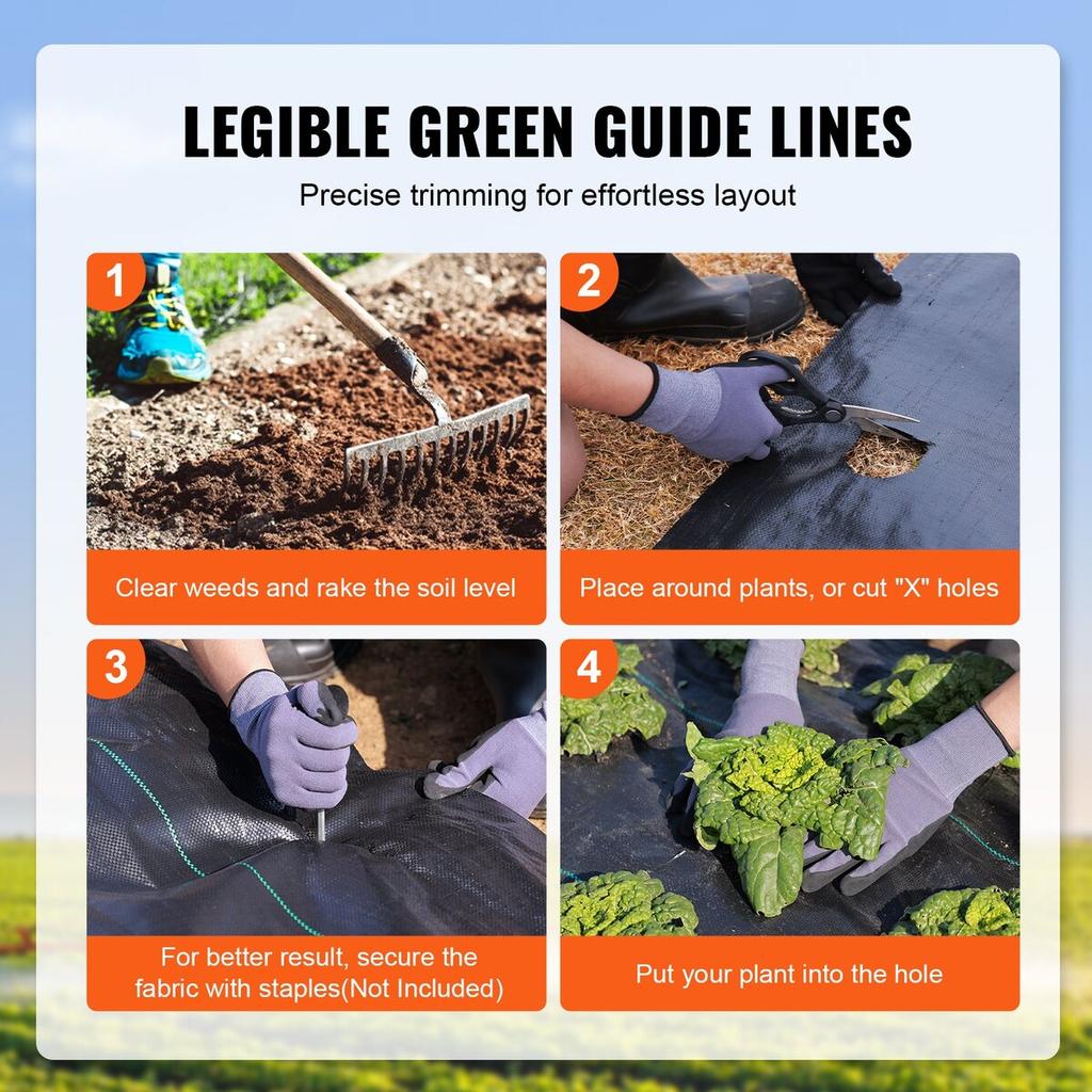 Weed Barrier Landscape Fabric, 6.5*330FT Heavy Duty Garden Weed Fabric, Woven PP Weed Control Fabric, Driveway Fabric, Geotextile Fabric for