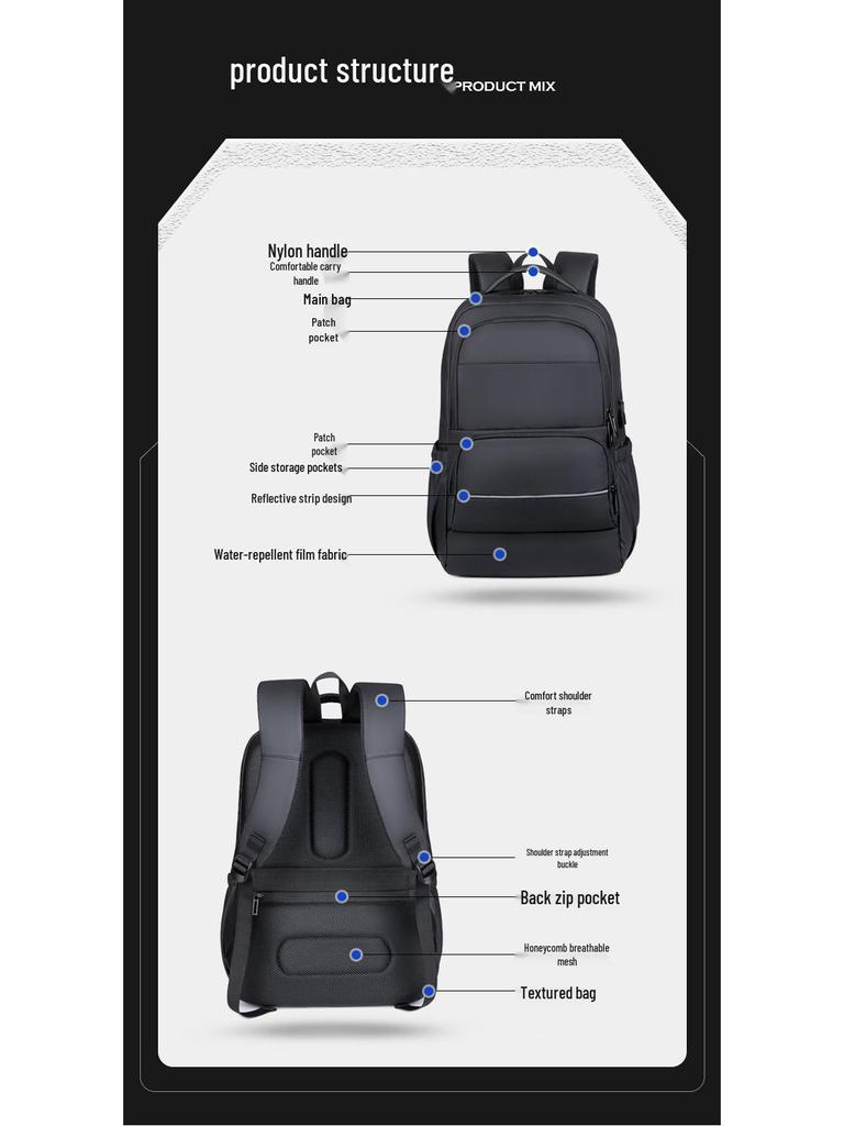 Мужской водонепроницаемый рюкзак большой вместимости для поездок на работу, путешествий и школы