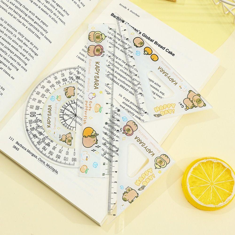 4pcs/set Acrylic Soft Ruler Set Office Supplies Straight Ruler Creative Set Square  Cute