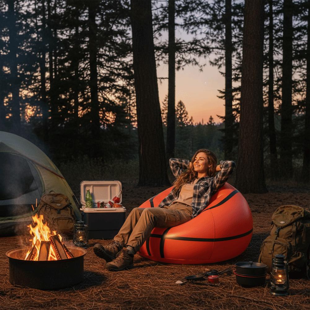 Space Saving Inflatable Basketball Bean Bag Sofa Thickened Vacation Inflatable Sofa Travel