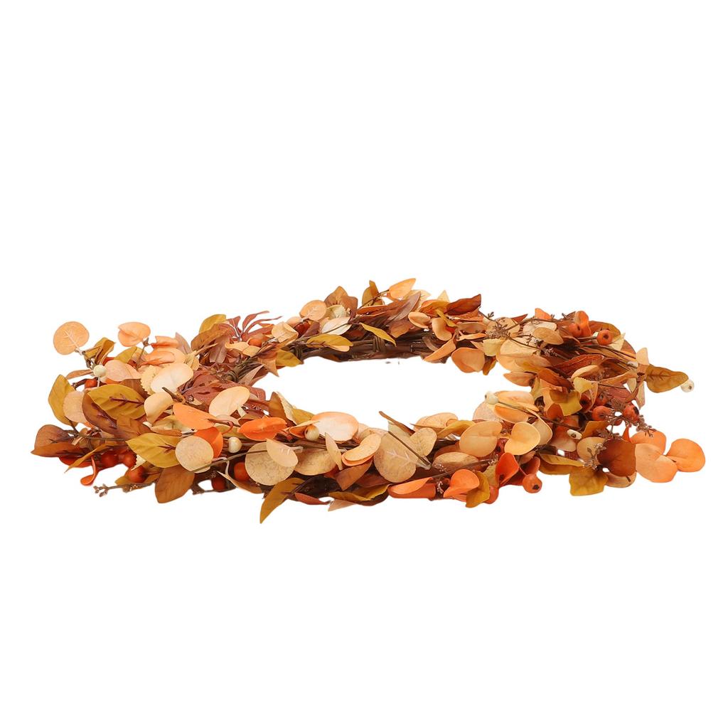 Fall Wreath with Artificial Wheat Ears Leaves Berry Branches   Wreath for Door Window Wall Farmhouse