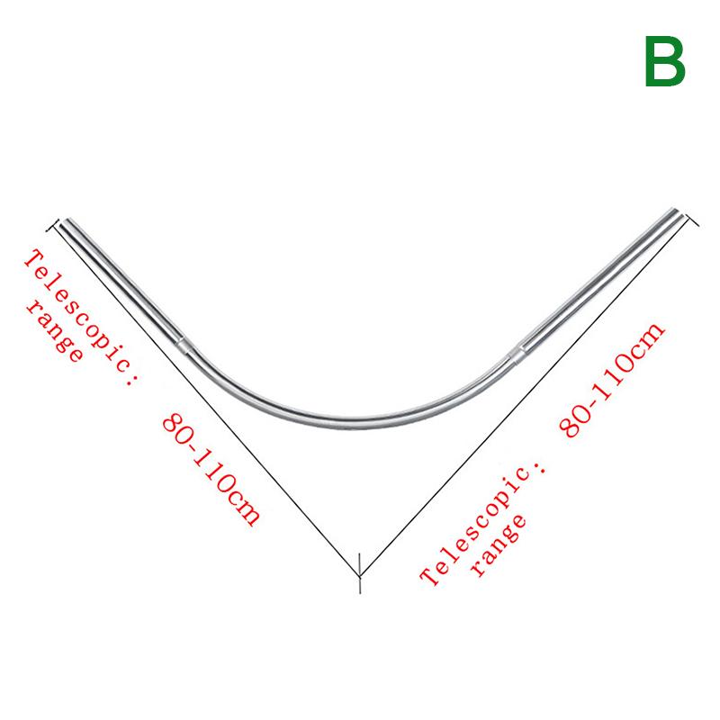 Extendable Curved Shower Curtain Rod Silver L Shaped Stainless Steel Shower Curtain Poles Punch-Free Bathroom Curtain Rail 3Size