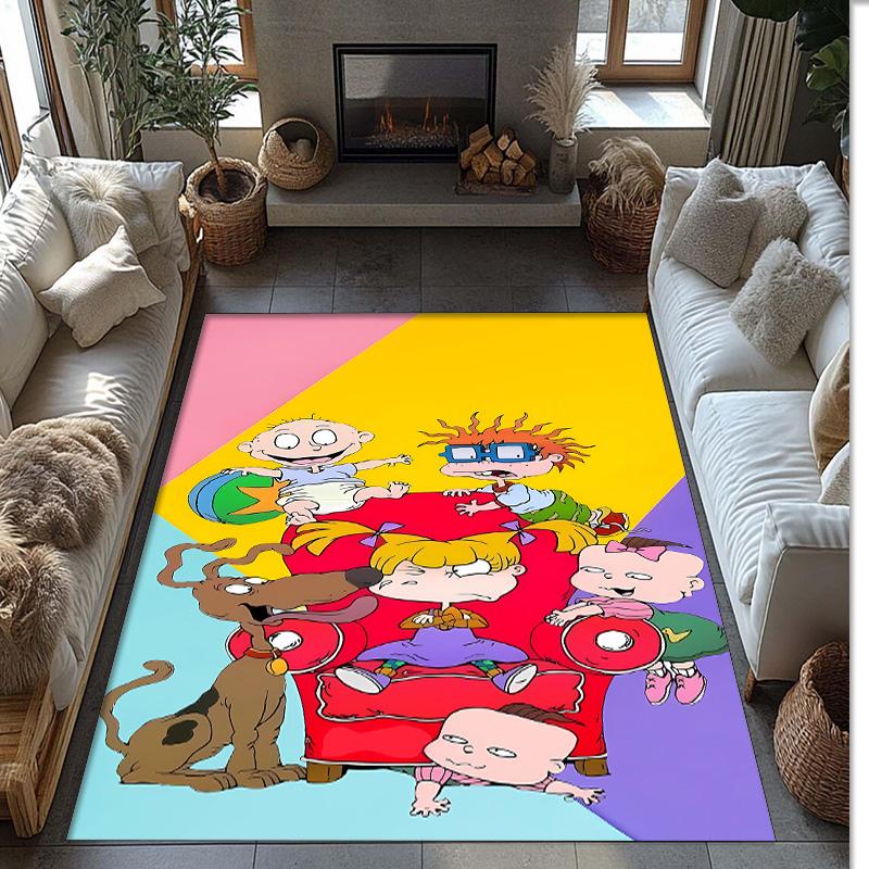 rugrats Printed Crystal Velvet Area Rug, Soft Anti-Slip Water Absorbent Floor Mat for Living Room Bedroom