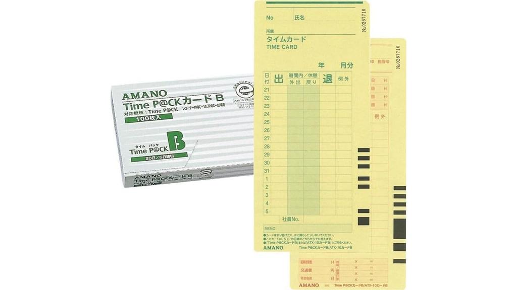 Из 4 400 Amano Time Card B 4-колоночная печать TIME B Card for Time Pack 00040342 Оригинальная салфетка включена [Набор деталей] P@CK