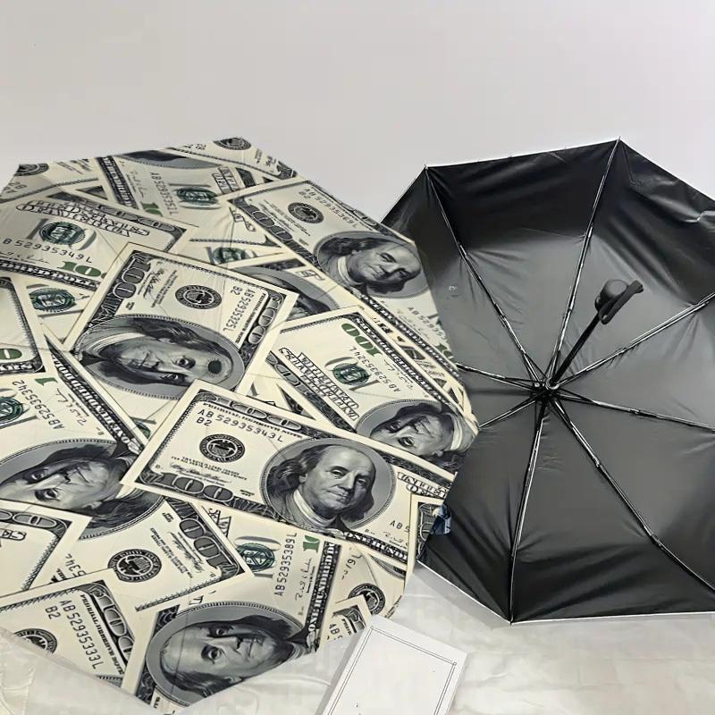 1PC money banknote Automatic Open/Close Umbrella with Windproof, 8-Rib Sturdy Canopy, Durable Ribs, Fashionable Design1311A