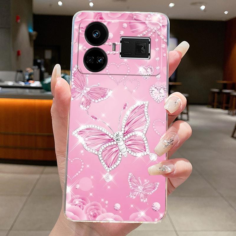 For Realme GT5 GT 5 240w Case Luxury Fashion Butterfly Flowers Clear Soft Silicone TPU Transparent Phone Case Back Cover Capas