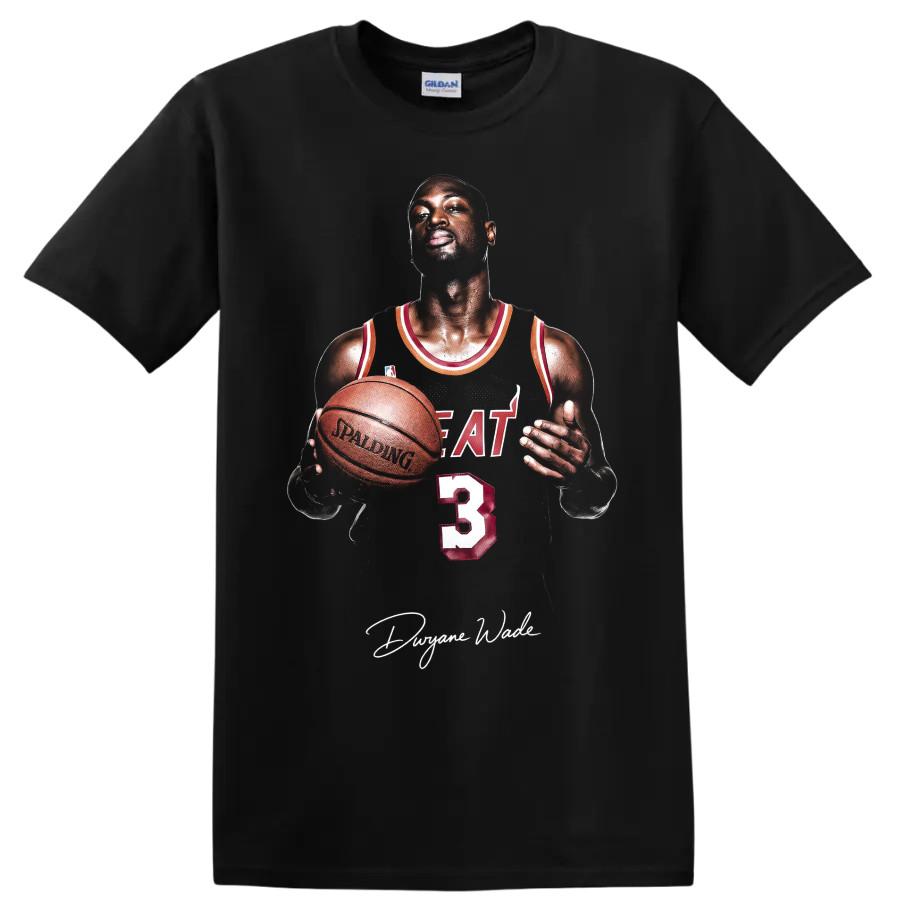 Dwyane Wade Miami Heat Basketball Player T Shirt Legend Action Pose Tee