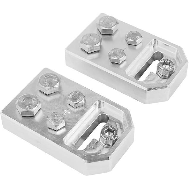 Bevee 6 Spot Battery Terminal Connector Clamps 4/0(XL) AWG Gauge, Positive And Negative (+/-)(Pair) For Standard SAE Post Style, Multi-Size Hole