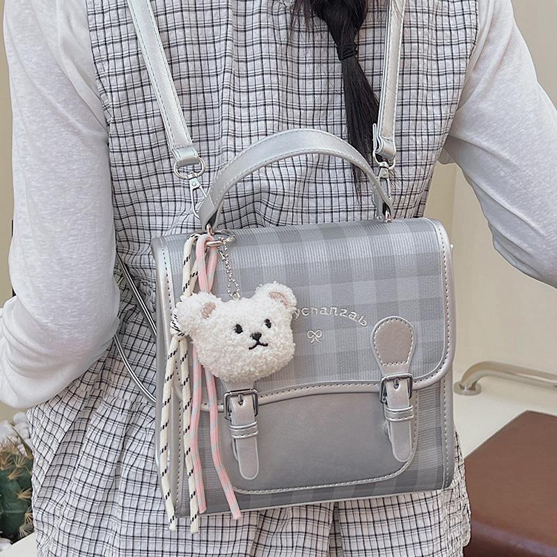 Casual plaid women's backpack 2025 summer new small backpack high value contrasting color portable small schoolbag