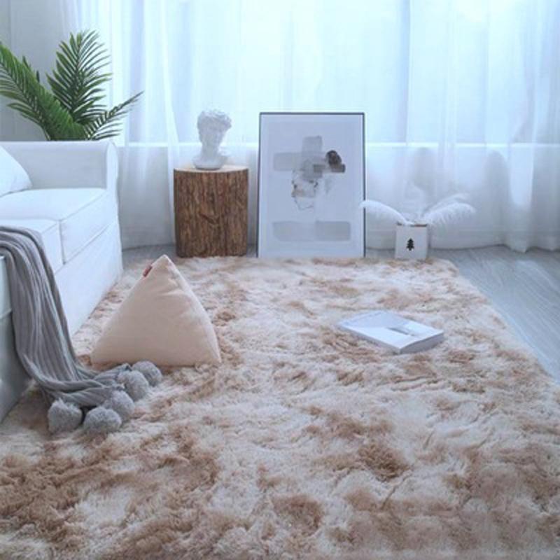 Nordic Style Grey Carpet Tie Dyeing Plush Soft Carpets for Living Room Bedroom Anti Slip Water Absorption Area Rugs Floor Mat