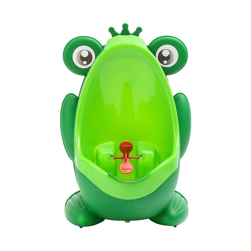 Toddler Urinal for Boys, Frog Potty Training Toilet with Spinning Target, Ages 1-6 (Green)
