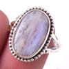 Natural Rainbow Moon Stone Gemstone Handmade 925 Sterling Silver Ring S.8 f3D02