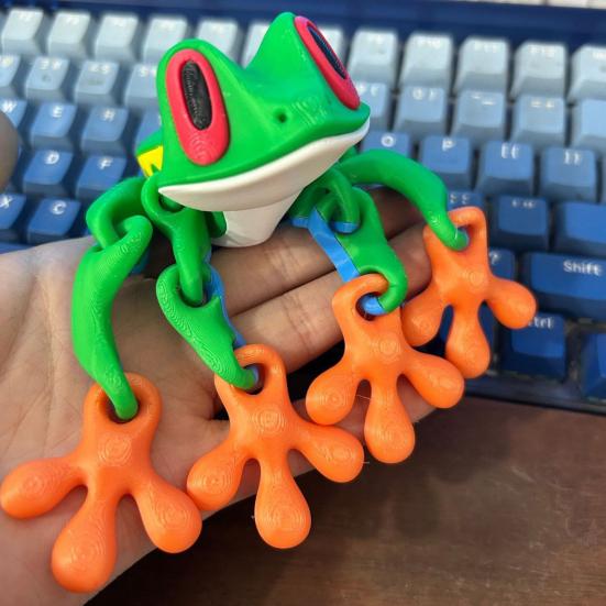 3D-печатная магнитная игрушка-лягушка с подвижными суставами, магнит на холодильник в виде лягушки, шарнирная подвижная модель лягушки, фигурка, украшение, орнамент