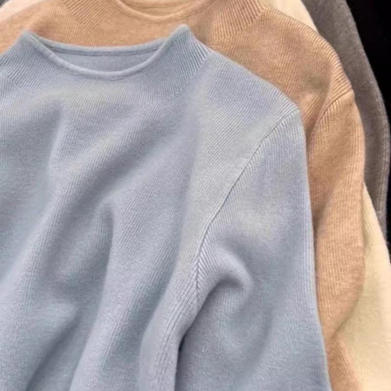 Повседневная водолазка с длинными рукавами, трикотажная базовая рубашка, женская зимняя осенняя однотонная тонкая теплая кофта в корейском стиле, простые топы, нижнее белье