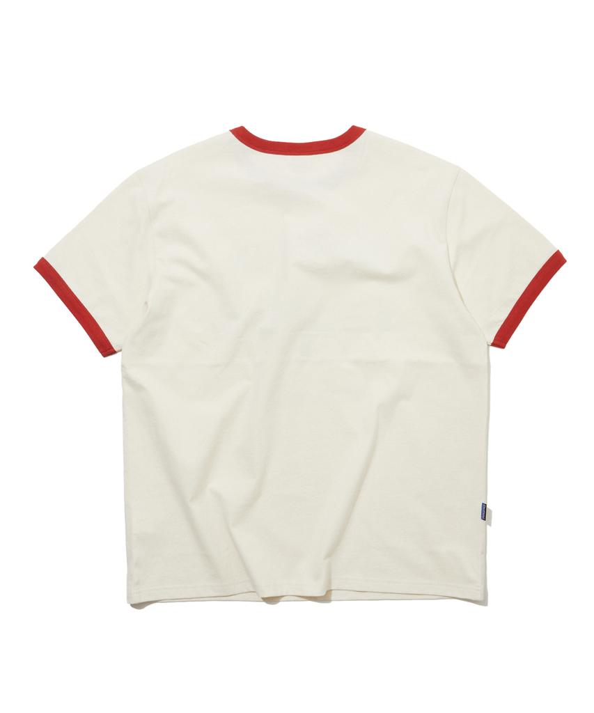PENFIELD Boston Надпись Винтажный Графический Футболка-лонгслив с контрастными манжетами и воротником Цвет: Слоновая кость_Fs2Kt71U