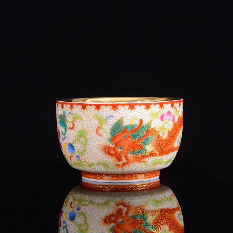 Chaxun Gilded Wood Dragon & Phoenix Personal Teacup