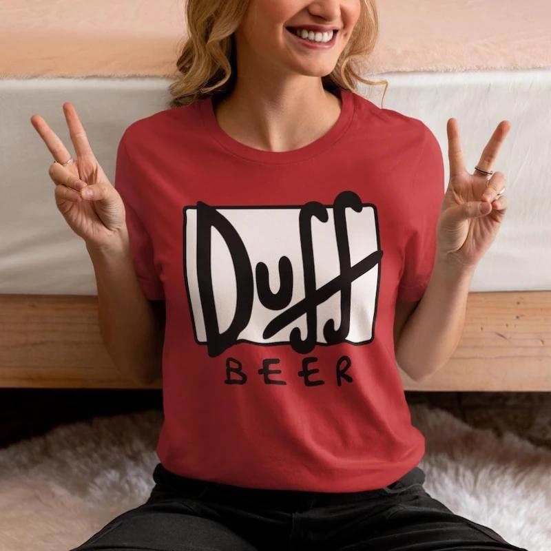 Унисекс футболка Duff Beer Подарок для фаната Бар Мо Выпивка Гомер Симпсон Даффмен Одежда Смешная футболка по ТВ-шоу Винтажный мультяшный мерч хлопок