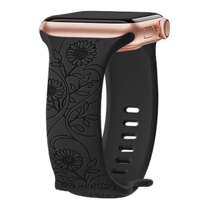 Силиконовый ремешок для Apple Watch - Лазерная гравировка с бабочкой и 8-образной пряжкой, Совместим с iWatch 11.