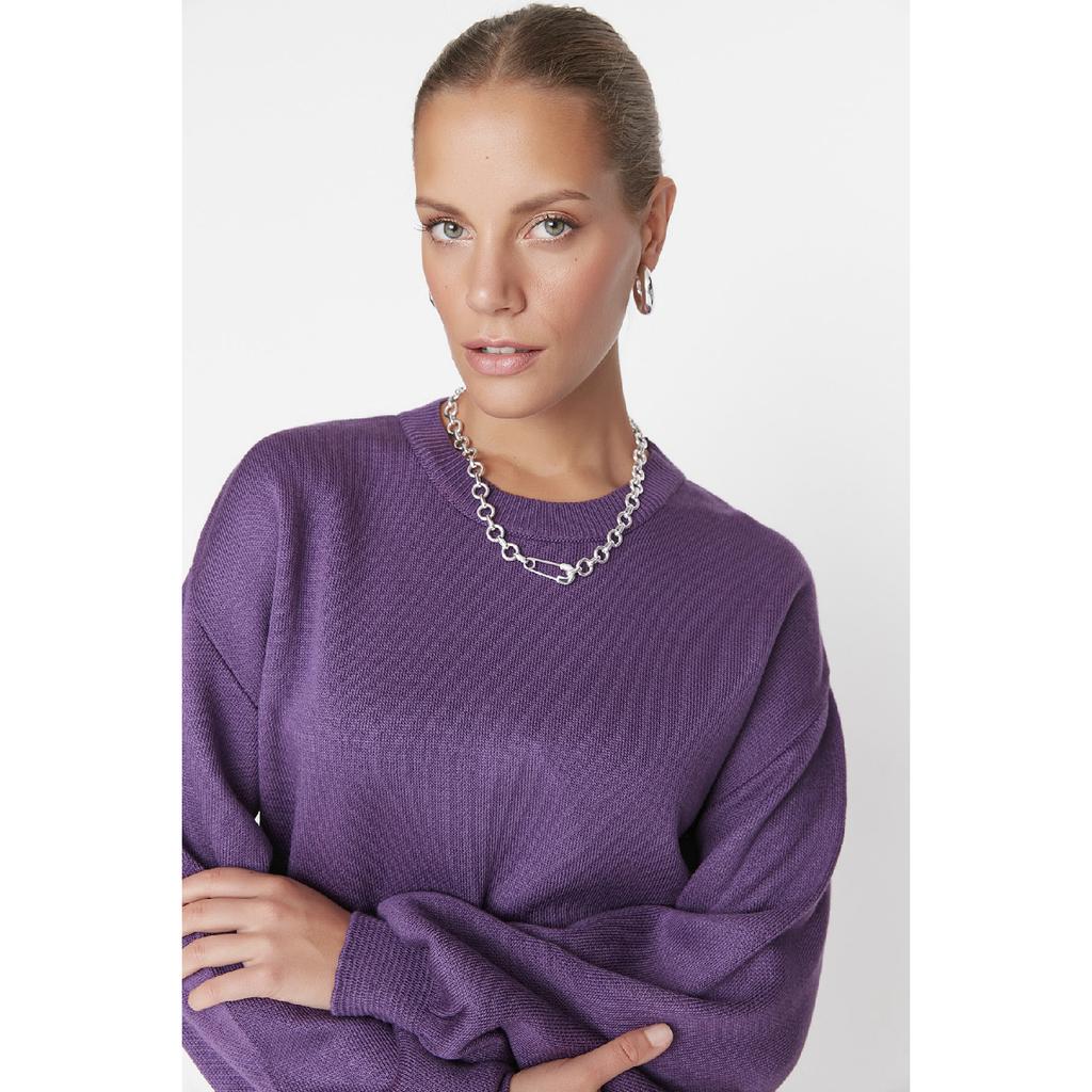 Фиолетовый вязаный свитер Tctaw23ak00014