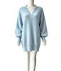 Autumn And Winter New Knitted Sweater Loose Large Size Pullover V-Neck Solid Color Medium And Long Sweater Skirt