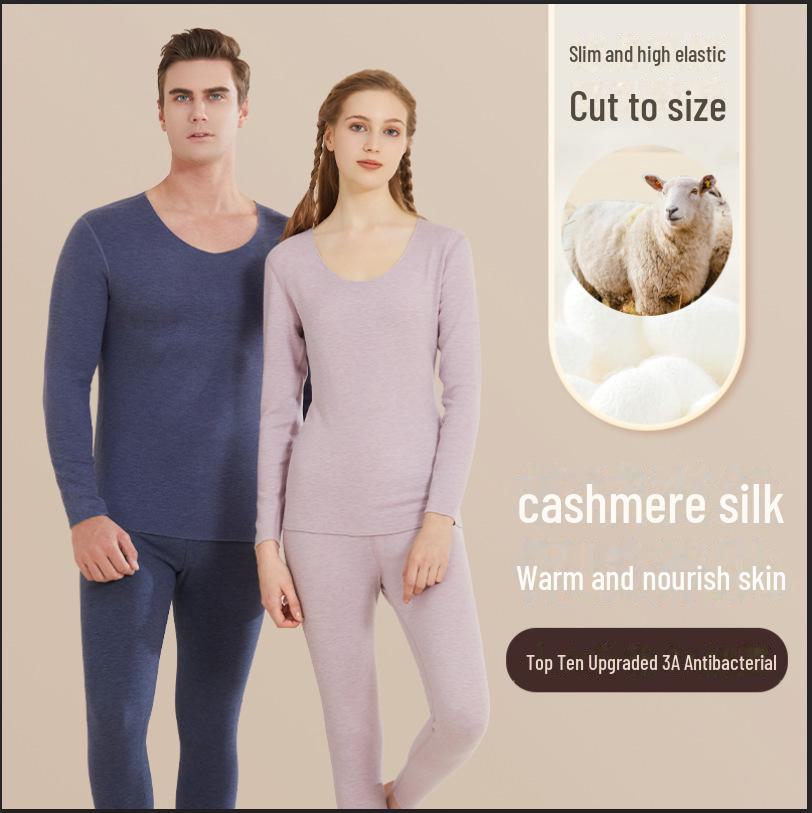 Мужское и женское немецкое термобелье из кашемира и шелка, антибактериальное, теплый костюм для осени/зимы
