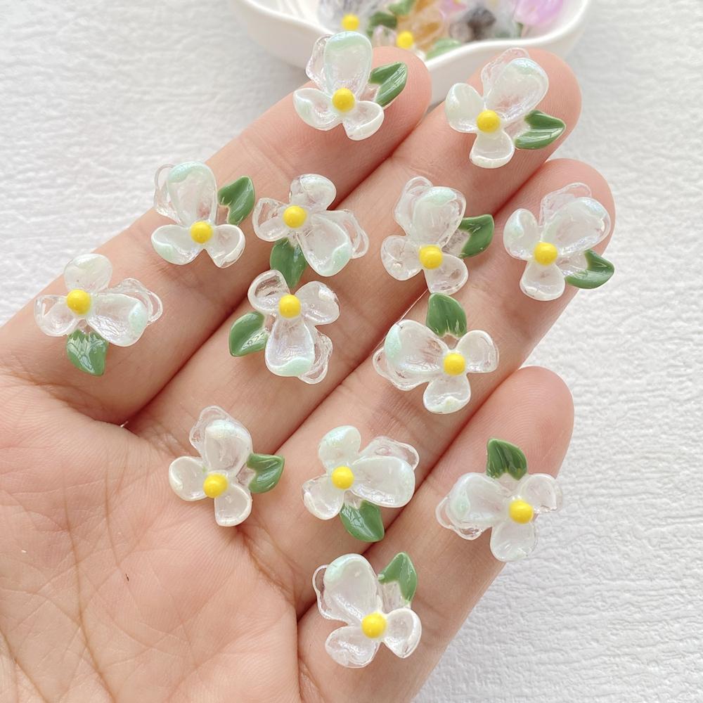 50Pcs Cute Cartoon Mini Colorful and Shiny Flowers Nail Art Resin Designer Charms DIY Craft For Nail 3D Decorations Jewelry