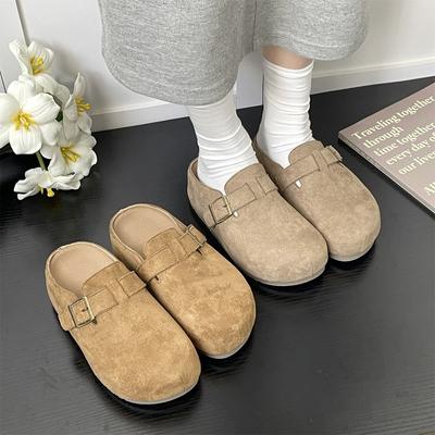 Женская обувь маленькая мужская обувь для увеличения роста женская весна и осень новая ретро абсолютный ребенок универсальный на танкетке толстая подошва полушлепанцы женские